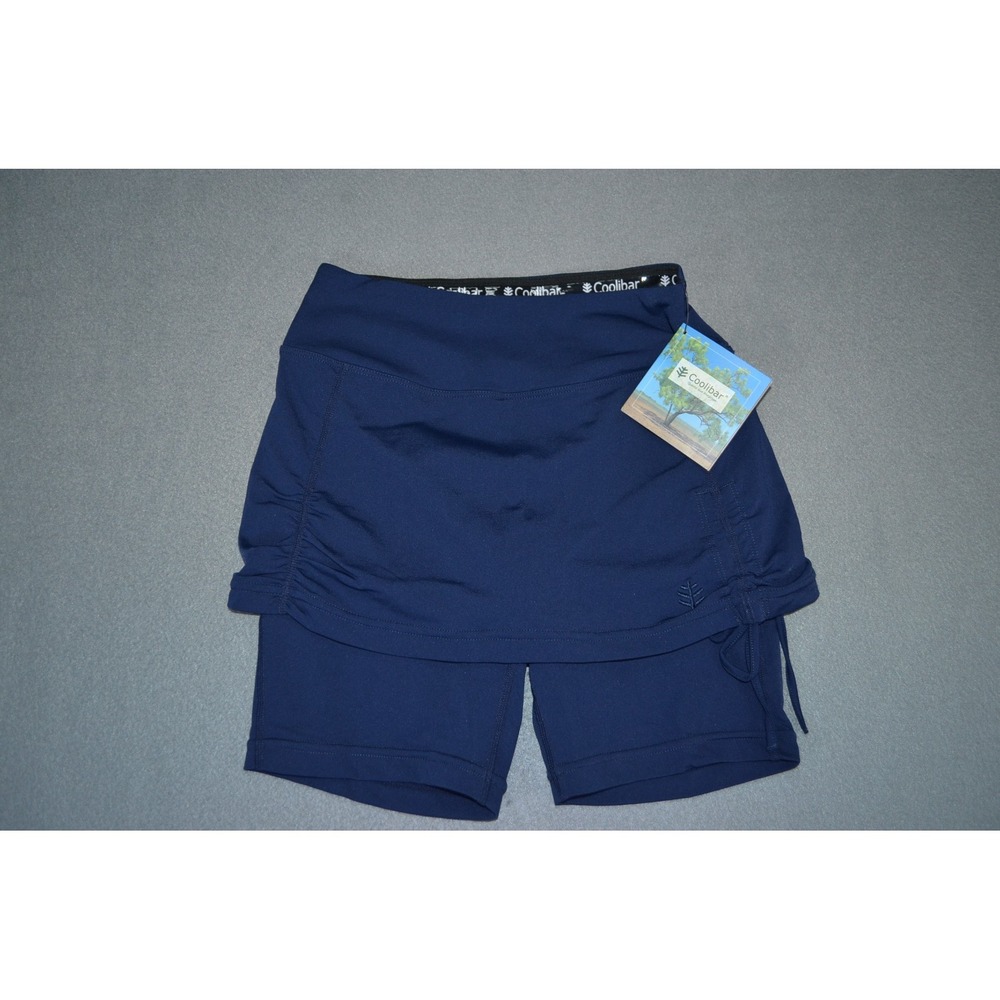 Coolibar Shorebreak Blue Skirted Swim Shorts Size XS UPF 50 Sun Protection